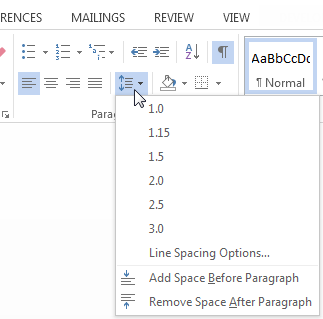 setting line spacing in Microsoft Word